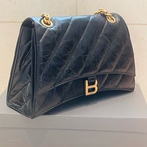 Balenciaga Crush Medium Chain Bag Quilted in Black. copy